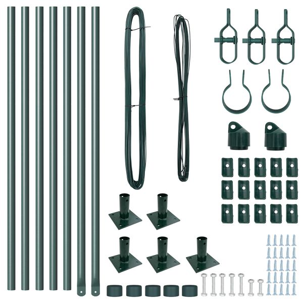 vidaXL Žoga stabi 7 pcs Zaļa Ø32mm 50 cm Cinkots tērauds