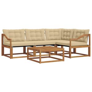 vidaXL Āra dīvānu komplekts ar spilvenu 5 pcs Dabisks un bē&scaron;s