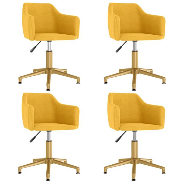 vidaXL grozāmi virtuves krēsli, 4 gab., dzeltens samts