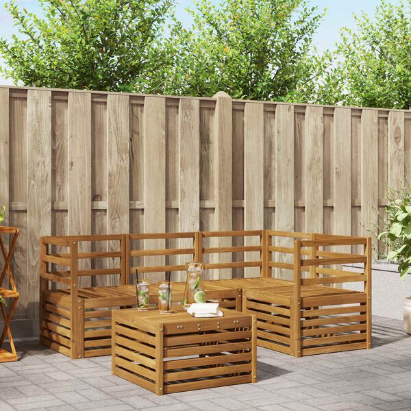 vidaXL Dīvāna komplekti 5 pcs Dabiska Cietā akācijas koks