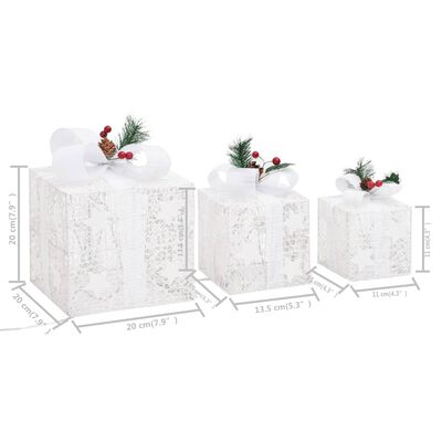 vidaXL Ziemassvētku dekorācija, 3 dāvanu kastes, baltas, telpām,ārā