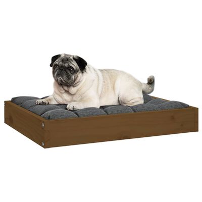 vidaXL suņu gulta, medus brūna, 61,5x49x9 cm, priedes masīvkoks