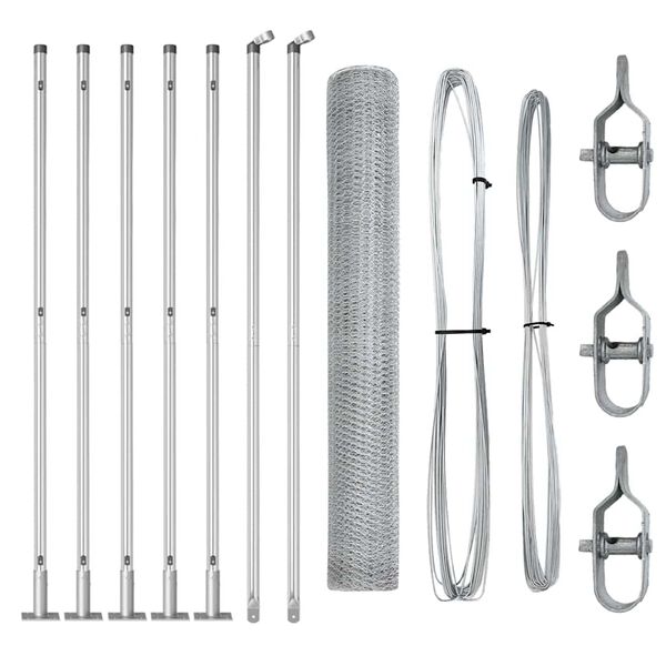 vidaXL Žoga āķis Sudraba 10 x 0,8 m (13 mm siets) Tērauds