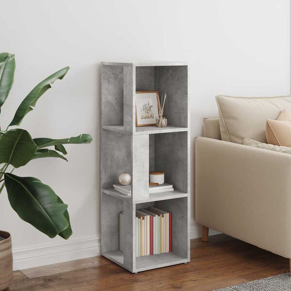 vidaXL stūra plaukts, betona pelēks, 33x33x100 cm, inženierijas koks