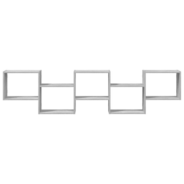 vidaXL sienas plaukts, 5 nodalījumi, pelēka ozola, inženierijas koks