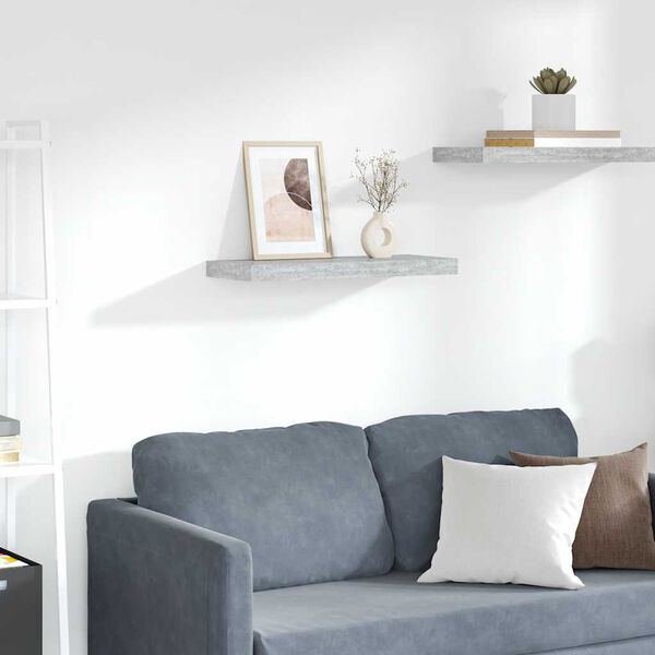 vidaXL sienas plaukts, betona pelēks, 60x23,5x3,8 cm, MDF