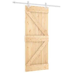 vidaXL Slīdo&scaron;ās durvis Dabisks un balts 85 x 210 cm Cieta priedes koks