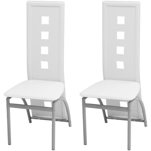 vidaXL virtuves krēsli, 2 gab., balta mākslīgā āda