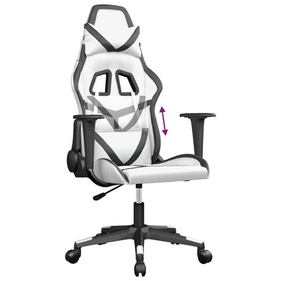 vidaXL datorspēļu krēsls, balta un melna mākslīgā āda