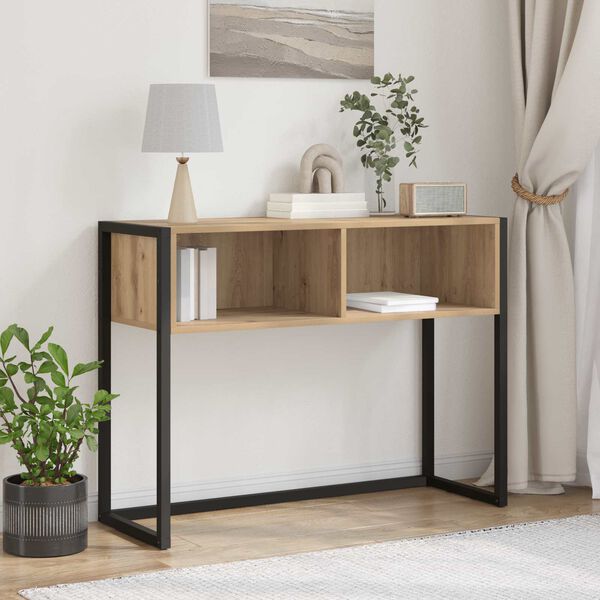 vidaXL Papildu galdiņ&scaron; ar uzglabā&scaron;anu Mākslīgā ozola 100 x 36 x 75 cm