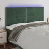 vidaXL gultas galvgalis ar LED, 200x5x118/128 cm, tum&scaron;i zaļ&scaron; samts