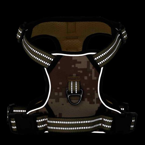 vidaXL suņu siksnas ar atstarojo&scaron;ām svītrām, regulējamas, brūnas, M