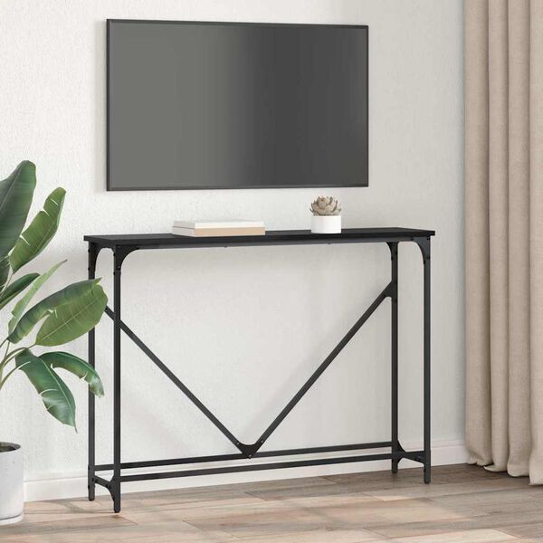 vidaXL Konsoles galds Melns ozolkoks 102 x 23 x 75 cm