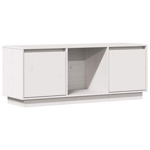 vidaXL TV plaukts, balts, 110,5x35x44 cm, priedes masīvkoks