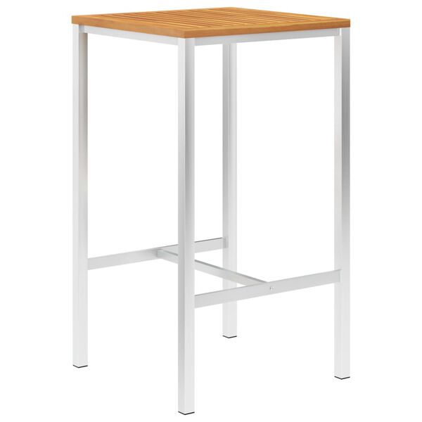 vidaXL 3-daļīgs bāra mēbeļu komplekts, masīvs tīkkoks, tērauds