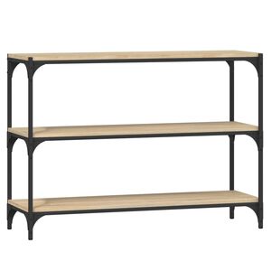 vidaXL grāmatplaukts, ozola, 100x33x70,5cm, inženierijas koks, tērauds