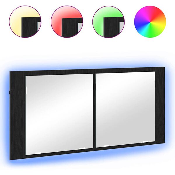 vidaXL LED spoguļa skapītis ar plauktu Melns ozolkoks 100 x 12 x 45 cm