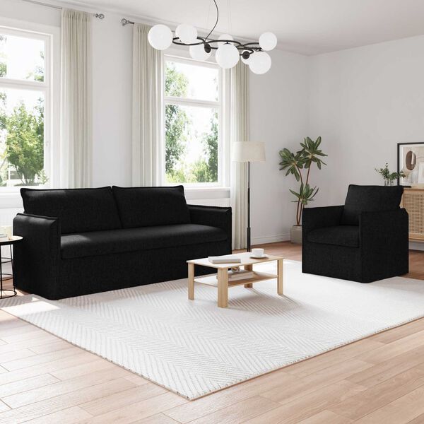 vidaXL Dīvānu komplekts 2 pcs Melna 196 x 82 x 85 cm audums