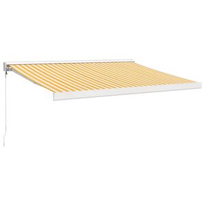 vidaXL izvelkama markīze, dzeltena, balta, 3x2,5 m, audums, alumīnijs