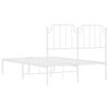 vidaXL gultas rāmis ar galvgali, balts metāls, 120x200 cm