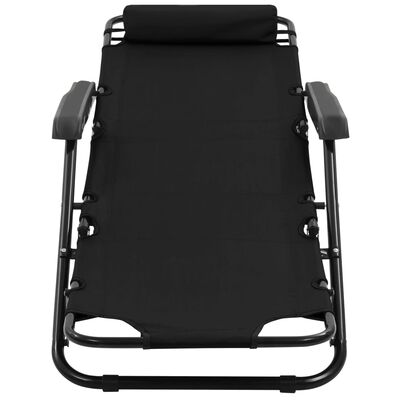 vidaXL sauļošanās krēsli, 2 gab., ar kāju balstu, tērauds, melni