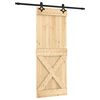 vidaXL Slīdo&scaron;ās durvis Dabiska un melna 80 x 210 cm Cieta priedes koks