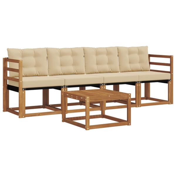 vidaXL Āra dīvānu komplekts ar spilvenu 5 pcs Dabisks un bē&scaron;s