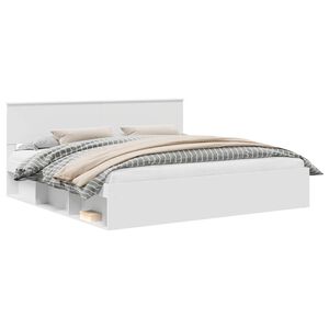 vidaXL Gultas rāmis Balts 200 x 200 cm Ciets priedes koks