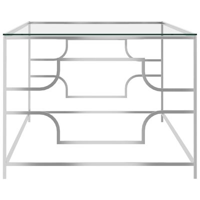 vidaXL kafijas galdiņš, sudrabains, 120x60x45 cm, tērauds, stikls