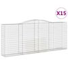 vidaXL arkveida gabiona grozi, 15gb., 400x50x160/180cm, cinkota dzelzs
