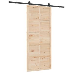 vidaXL Slīdo&scaron;ās durvis 80 x 208 cm Priedes masīvkoks Dabiska