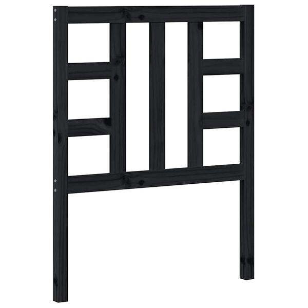 vidaXL gultas galvgalis, melns, 81x4x100 cm, priedes masīvkoks