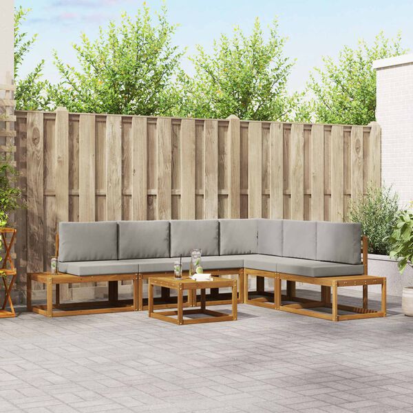 vidaXL Āra dīvānu komplekts 7 Gabals Dabīgs un gai&scaron;i pelēks