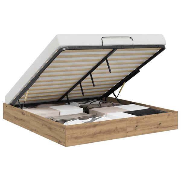 vidaXL Otomāna gultas rāmis Mākslīgā ozola 203 x 160 x 25 cm