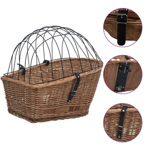 vidaXL velosipēda aizmugurējais grozs ar pārsegu, 55x31x36 cm, vītols