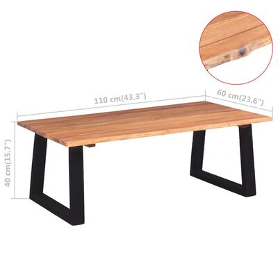 vidaXL kafijas galdiņš, 110x60x40 cm, akācijas masīvkoks