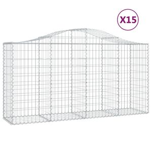 vidaXL arkveida gabiona grozi, 15gb., 200x50x100/120cm, cinkota dzelzs