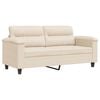 vidaXL divvietīgs dīvāns, 140 cm, bē&scaron;s mikro&scaron;ķiedras audums