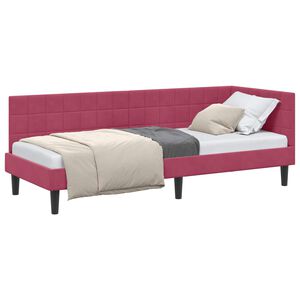 vidaXL Stūra gultas rāmis Vīna sarkans 80 x 200 cm Samts