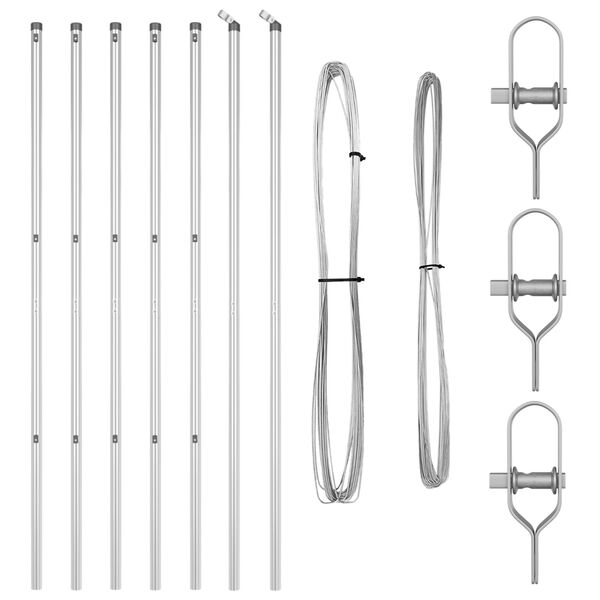 vidaXL Žoga stabi 7 pcs Sudraba Ø32mm 190 cm Cinkots tērauds