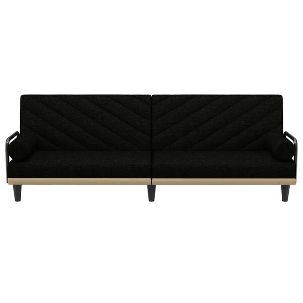 vidaXL dīvāngulta ar roku balstiem, melns audums