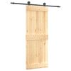 vidaXL Slīdo&scaron;ās durvis Dabiska un melna 80 x 210 cm Cieta priedes koks