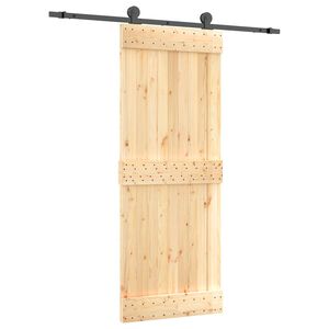 vidaXL Slīdo&scaron;ās durvis Dabiska un melna 80 x 210 cm Cieta priedes koks