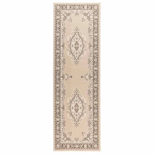 vidaXL Skrējēju paklājs FLORNES Austs Ekru raksts 67 x 150 cm PP 7 mm