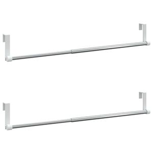 vidaXL aizkaru stangas, 2 gab., balta, sudrabaina, 40-60 cm, alumīnijs