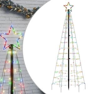 vidaXL LED Ziemassvētku eglīte ar tapas 220 LED Krāsaina 180 cm