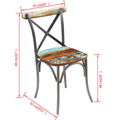 vidaXL virtuves krēsli, 6 gab., pārstrādāts masīvkoks