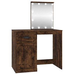 vidaXL spoguļgaldiņa komplekts, LED, 90x50x132,5 cm, inženierijas koks