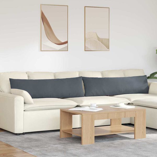 vidaXL Dīvāna spilveni 2 pcs Tum&scaron;i pelēks 145 x 40 cm Korduroja audums