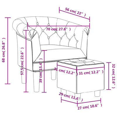 vidaXL atpūtas krēsls ar kājsoliņu, brūna mākslīgā āda